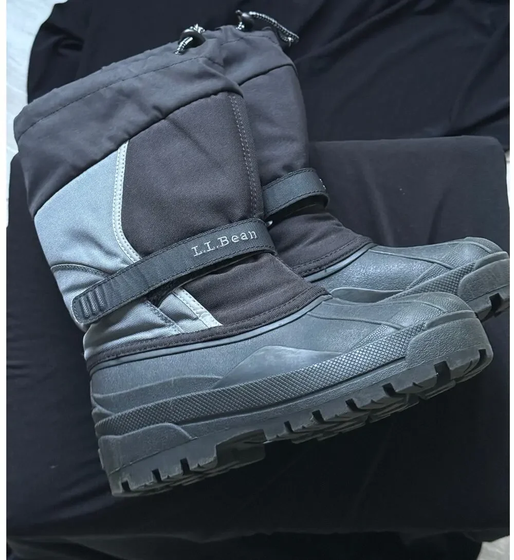 L.L. Bean Kids Size 4 Winter Snow Boots Waterproof Insulated Black Gray
